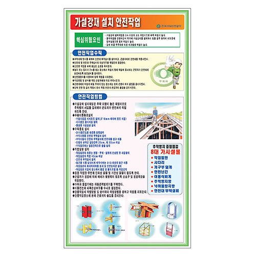 가설강재설치 안전작업 표지판F-038